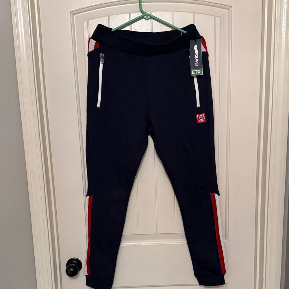 Navy Joggers with Red Stripes